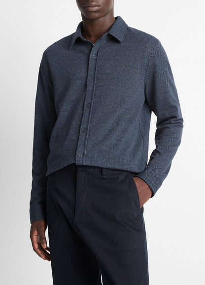 VINCE Best Price - Houndstooth Cotton-Blend Button-Front Shirt in Long Sleeve
