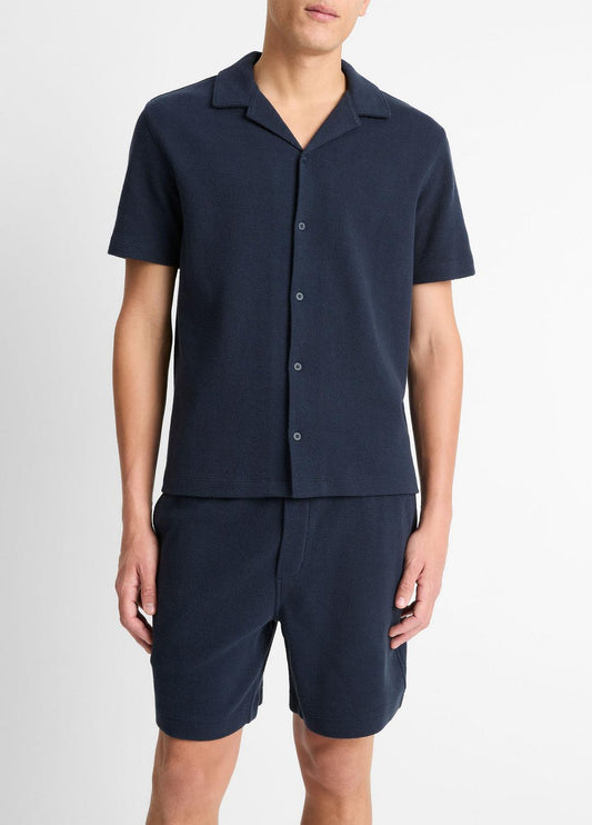 VINCE Popular - Cotton Bouclé Cabana Shirt in Short Sleeve
