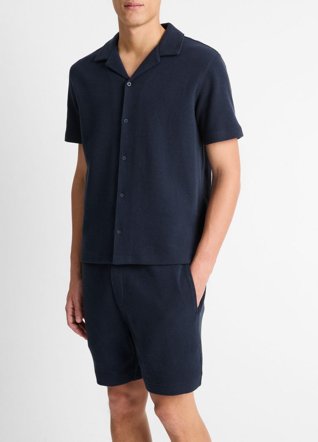 VINCE Popular - Cotton Bouclé Cabana Shirt in Short Sleeve
