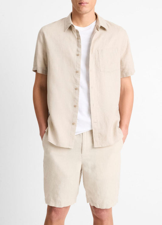 VINCE Special Offer - Linen Short-Sleeve Shirt in Short Sleeve