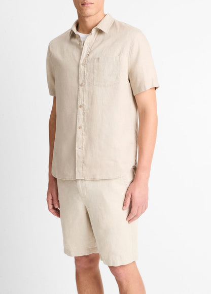 VINCE Special Offer - Linen Short-Sleeve Shirt in Short Sleeve