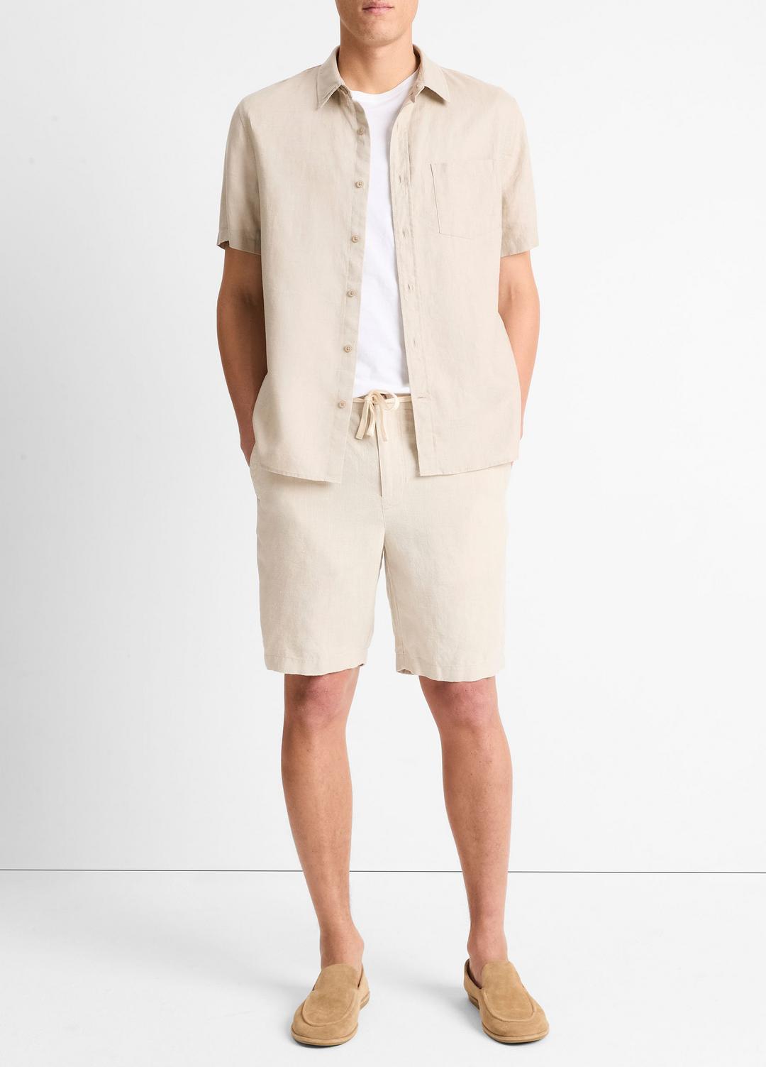VINCE Special Offer - Linen Short-Sleeve Shirt in Short Sleeve