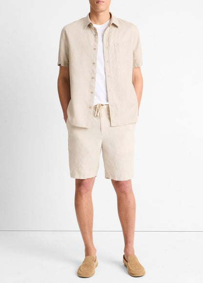 VINCE Special Offer - Linen Short-Sleeve Shirt in Short Sleeve