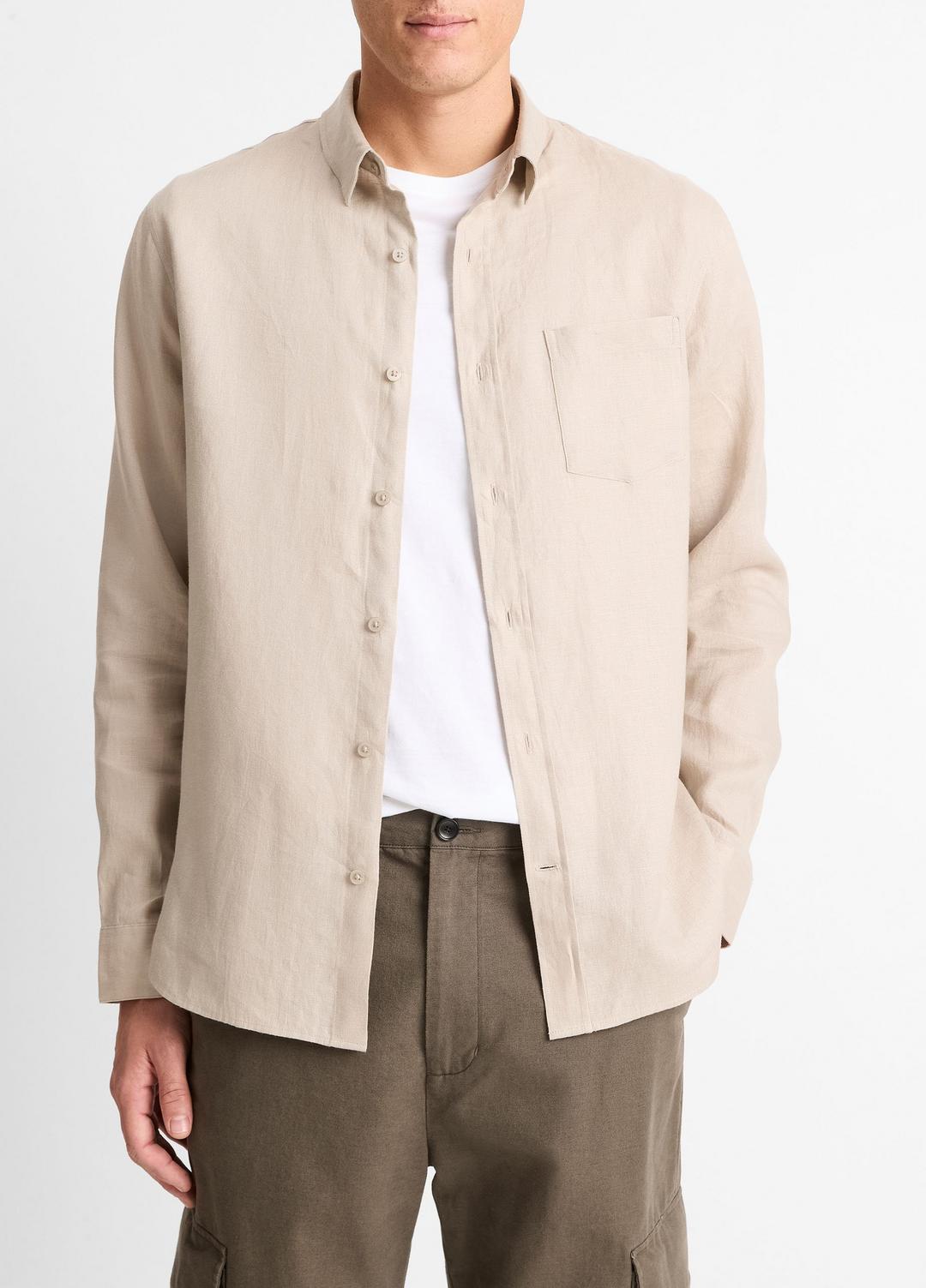 VINCE Popular - Linen Long-Sleeve Shirt in Long Sleeve