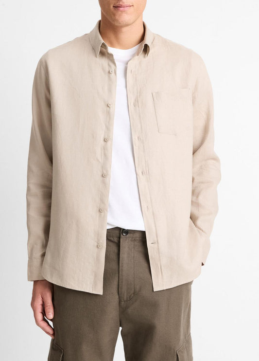 VINCE Popular - Linen Long-Sleeve Shirt in Long Sleeve