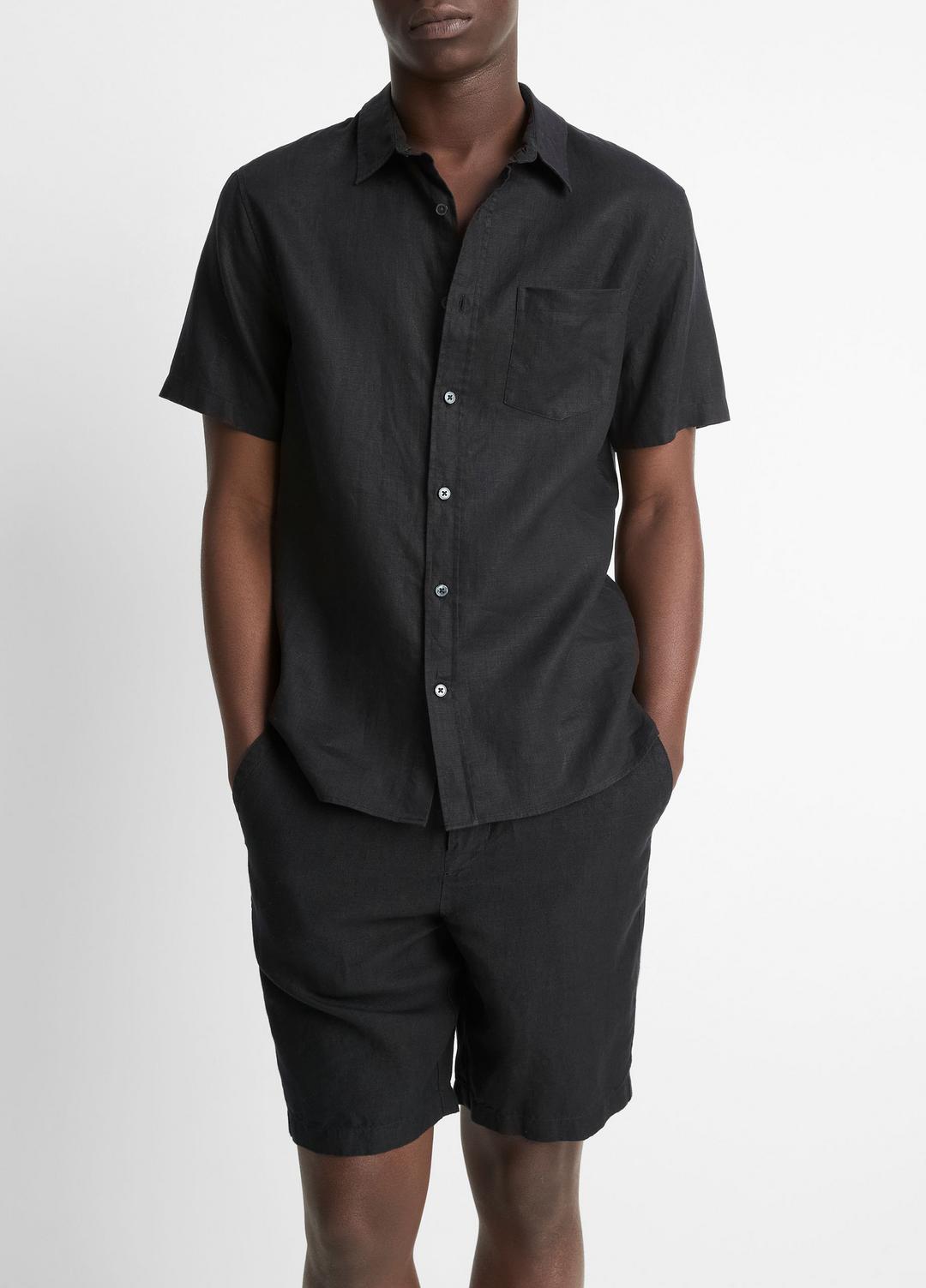 VINCE Special Offer - Linen Short-Sleeve Shirt in Short Sleeve