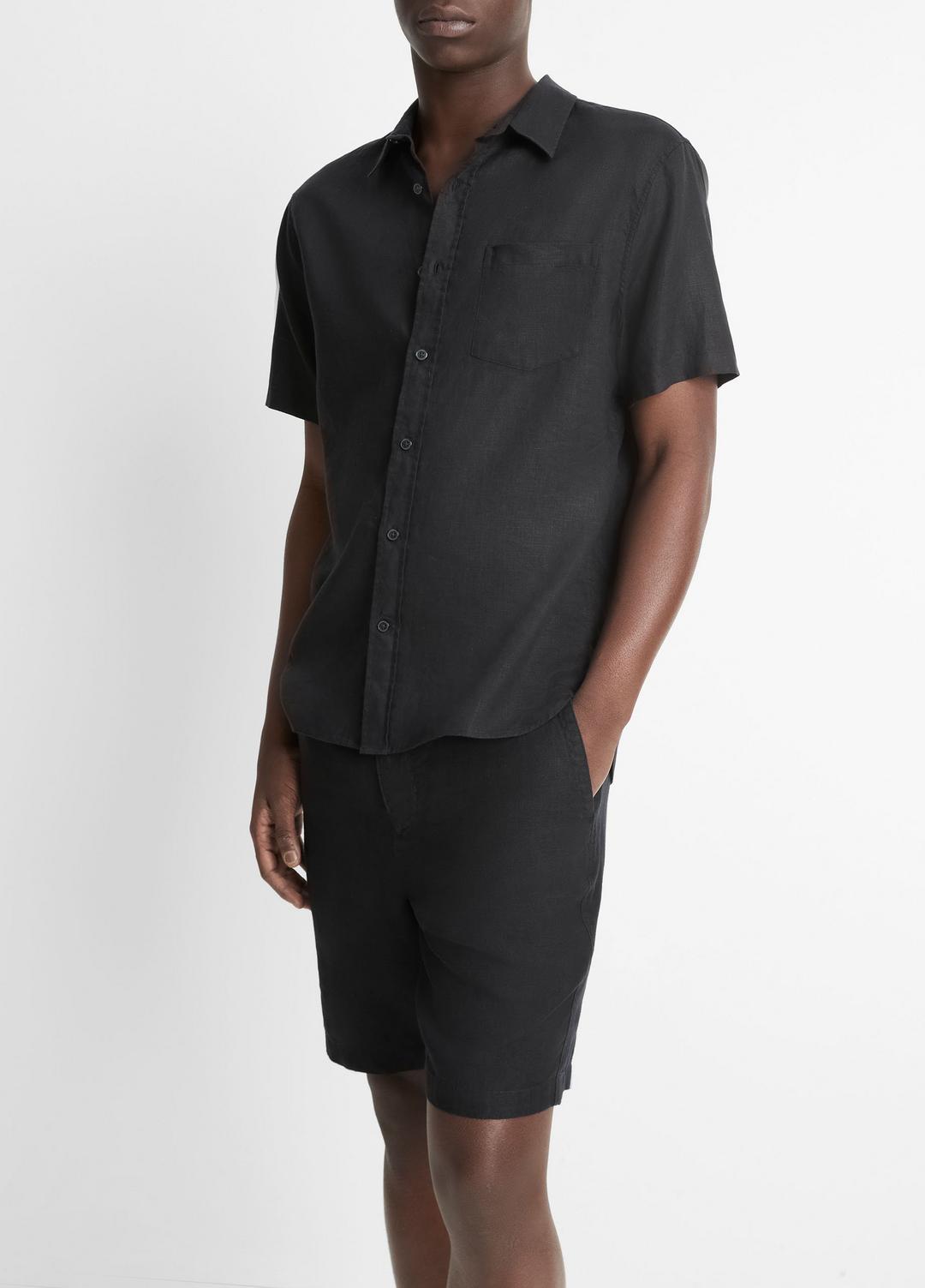 VINCE Special Offer - Linen Short-Sleeve Shirt in Short Sleeve