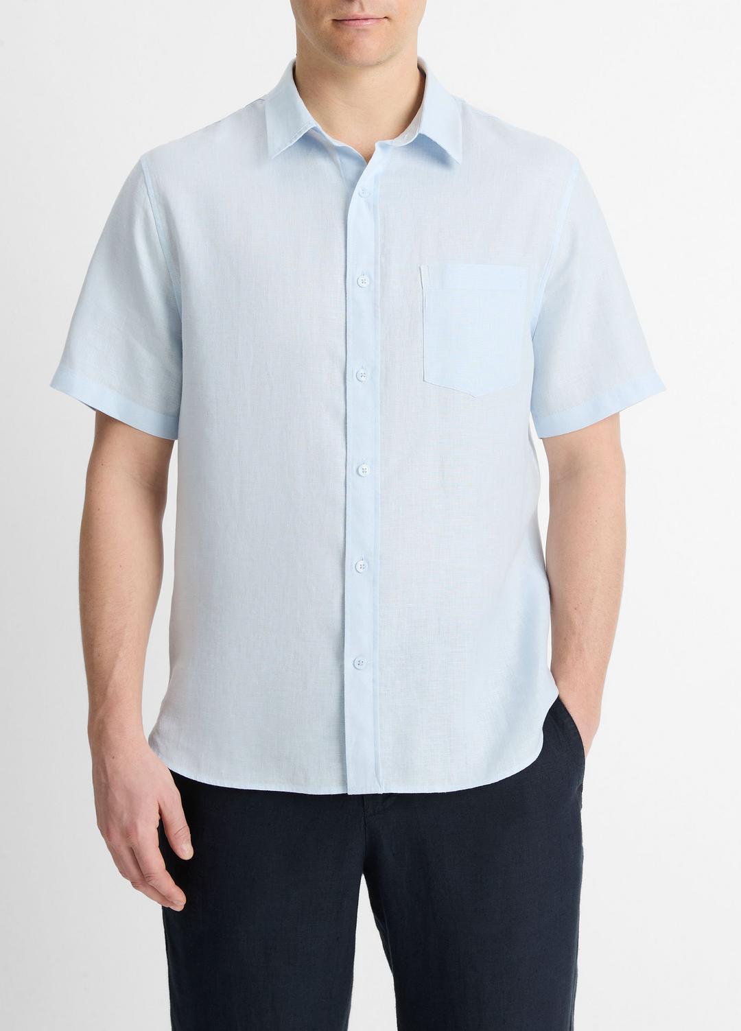 VINCE New - Linen Short-Sleeve Shirt in Short Sleeve