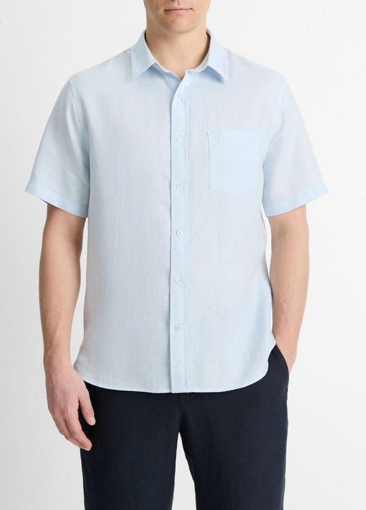 VINCE New - Linen Short-Sleeve Shirt in Short Sleeve