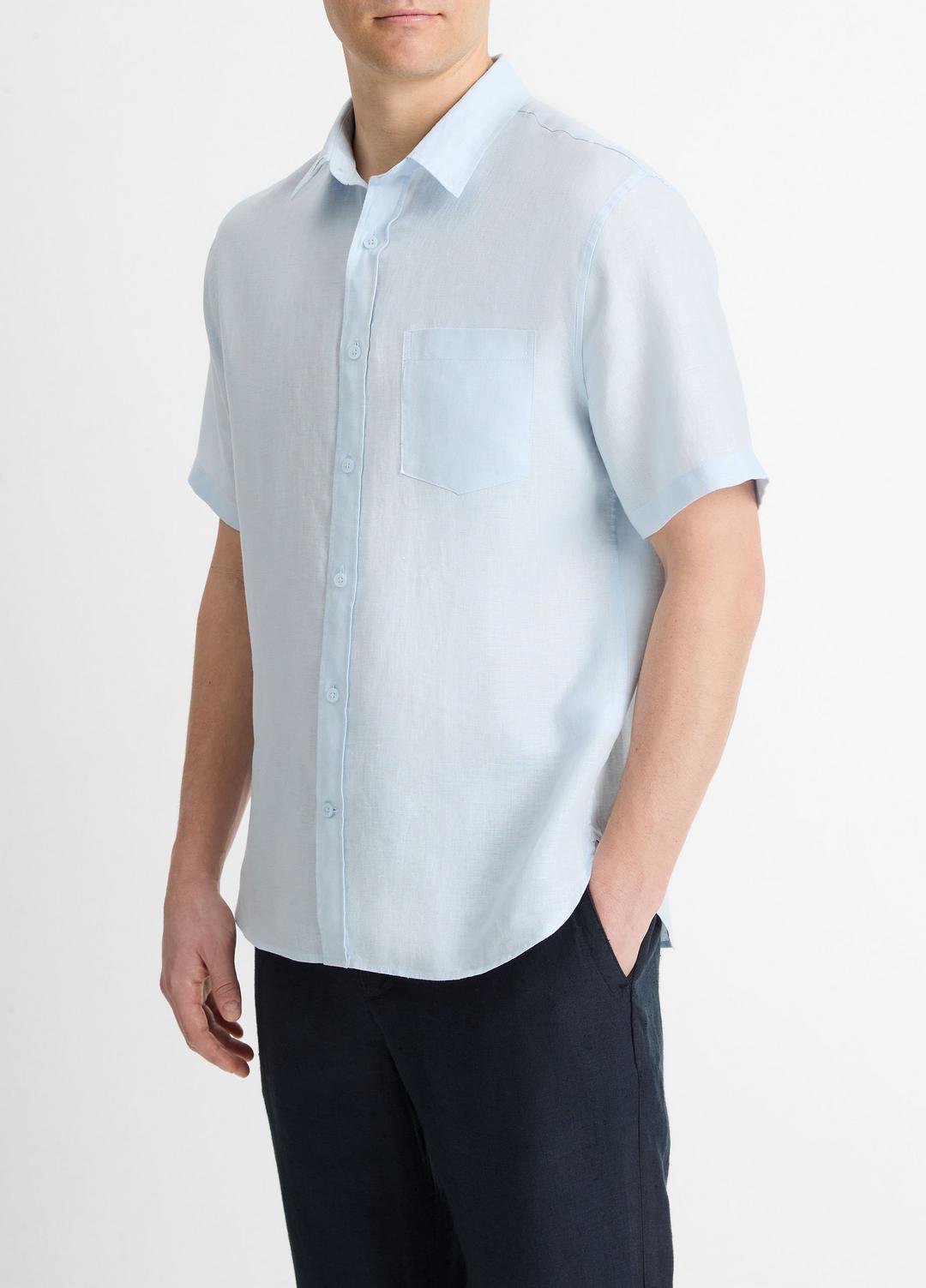 VINCE New - Linen Short-Sleeve Shirt in Short Sleeve