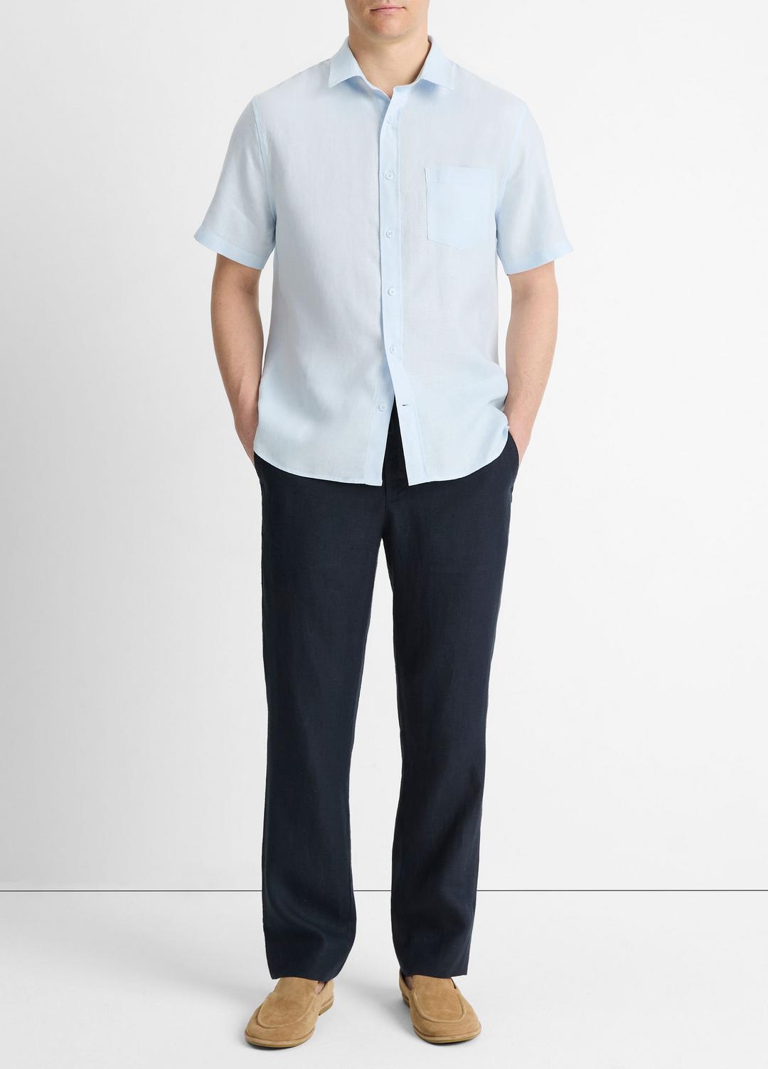 VINCE New - Linen Short-Sleeve Shirt in Short Sleeve