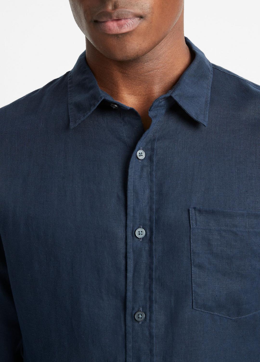 VINCE Hot Sale - Linen Long-Sleeve Shirt in Long Sleeve