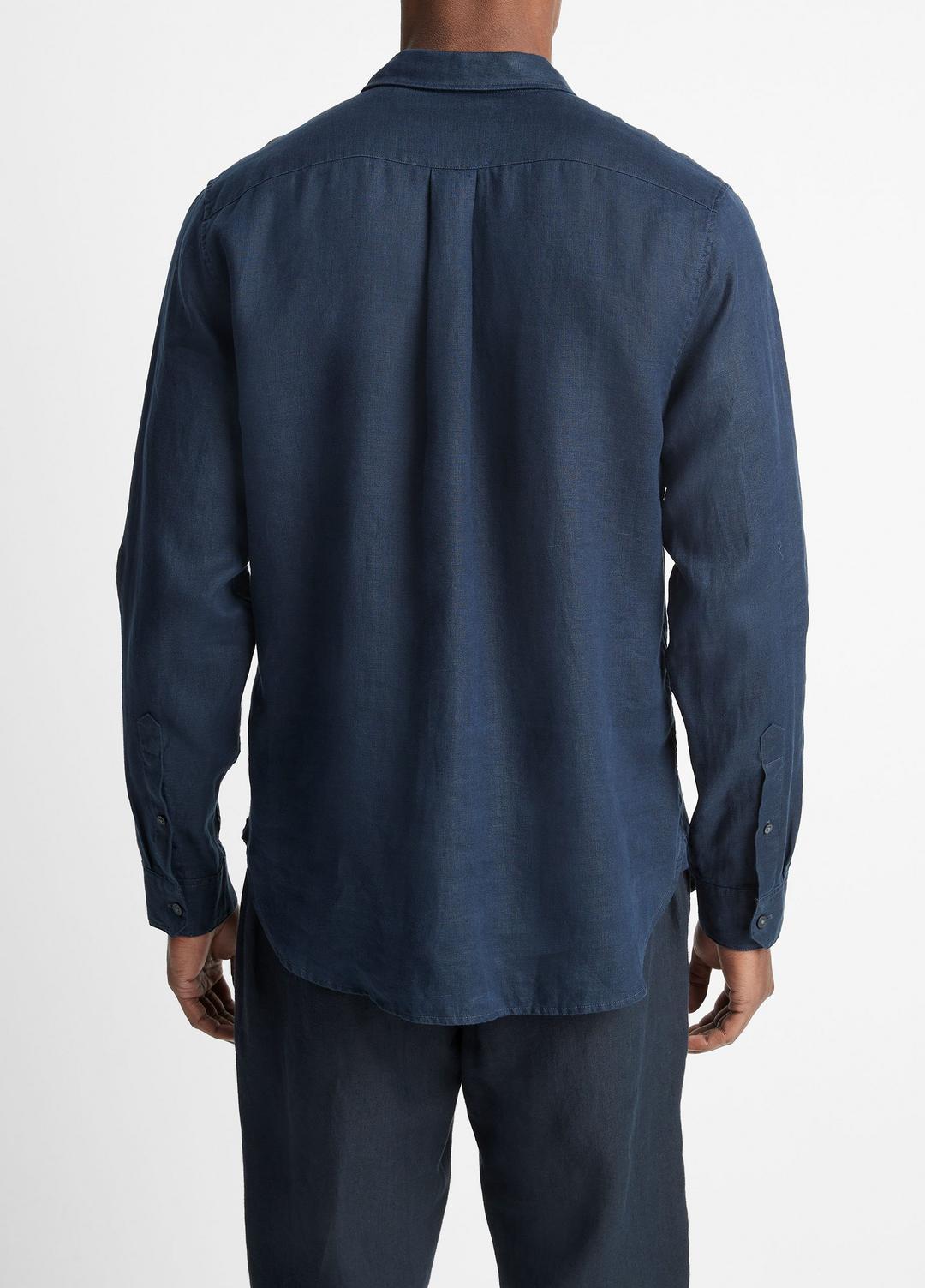 VINCE Hot Sale - Linen Long-Sleeve Shirt in Long Sleeve