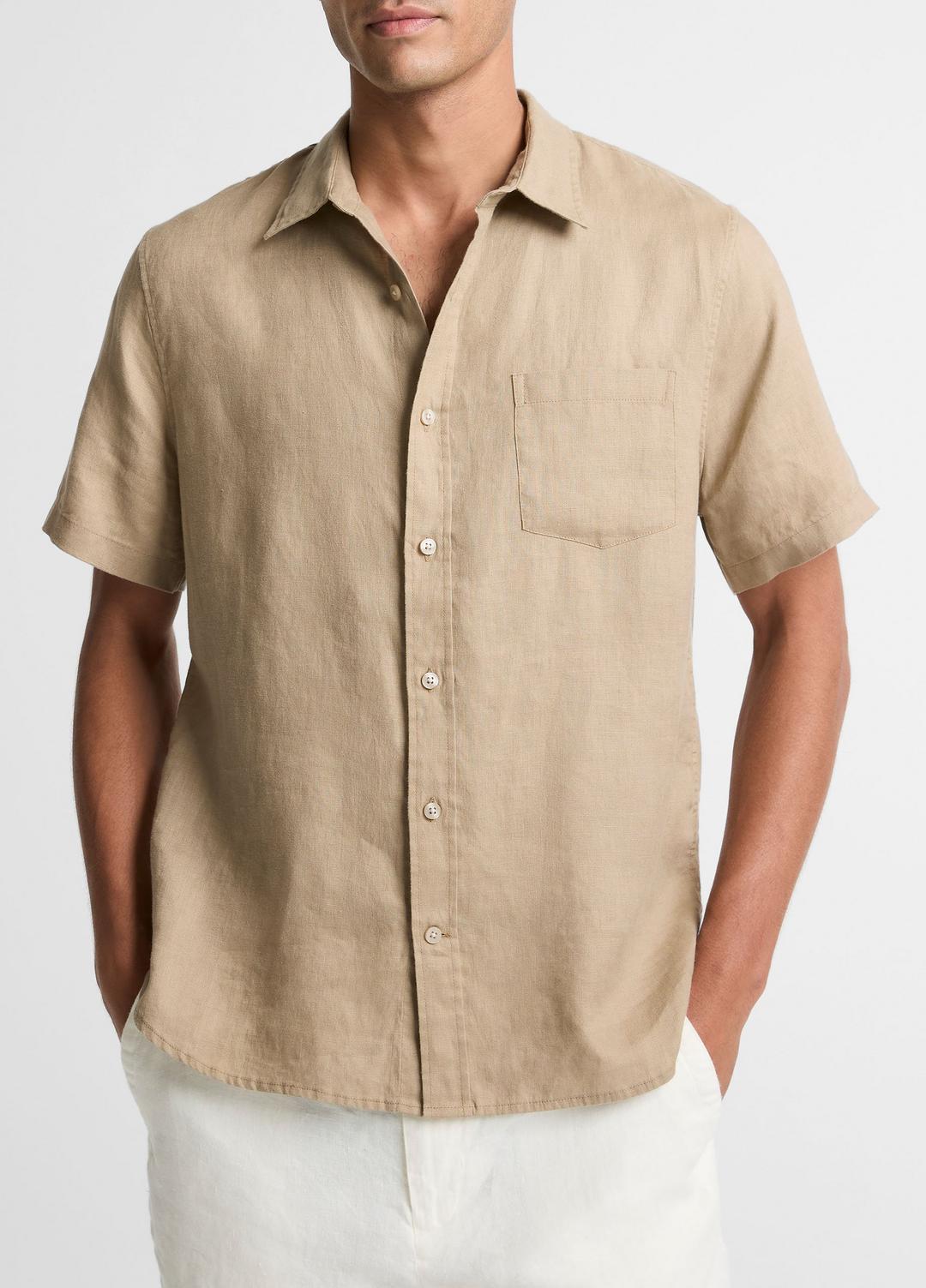 VINCE Signature - Linen Short-Sleeve Shirt in Long Sleeve