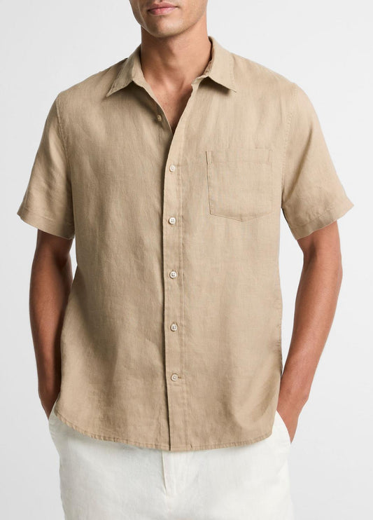 VINCE Signature - Linen Short-Sleeve Shirt in Long Sleeve