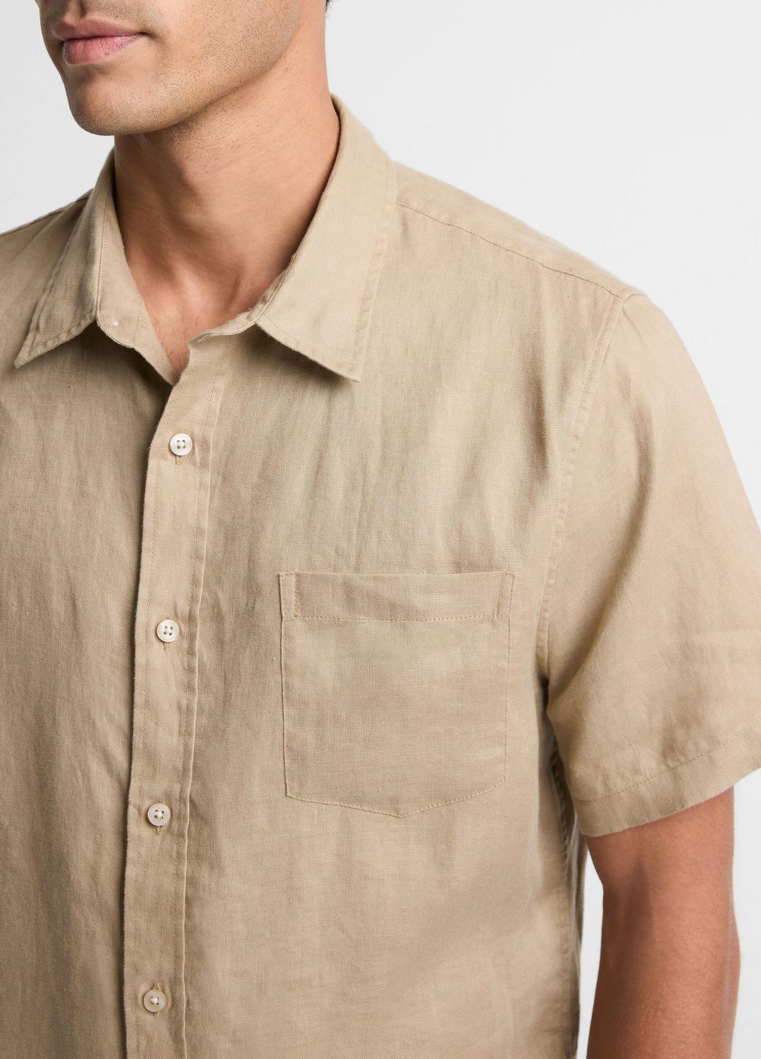 VINCE Signature - Linen Short-Sleeve Shirt in Long Sleeve