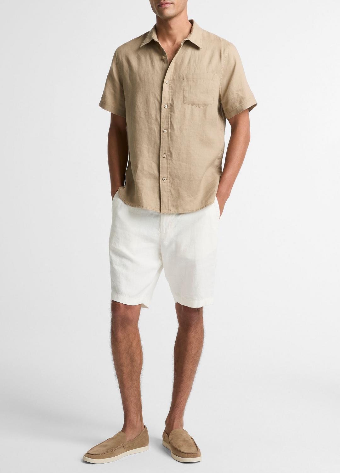 VINCE Signature - Linen Short-Sleeve Shirt in Long Sleeve