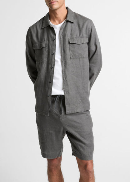 VINCE Hot Sale - Linen Garage Shirt  in Long Sleeve