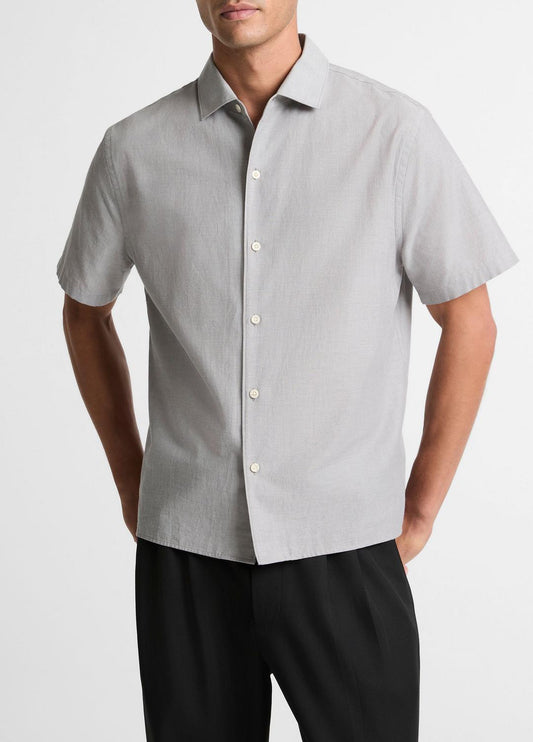 VINCE Best Seller - Cotton Short-Sleeve Button-Front Shirt  in Short Sleeve