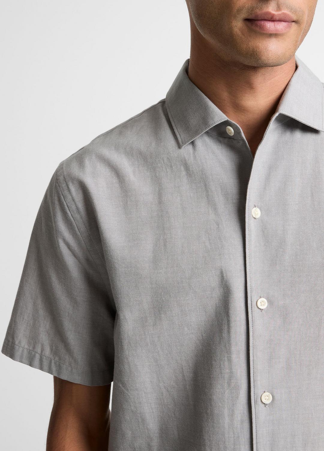 VINCE Best Seller - Cotton Short-Sleeve Button-Front Shirt  in Short Sleeve