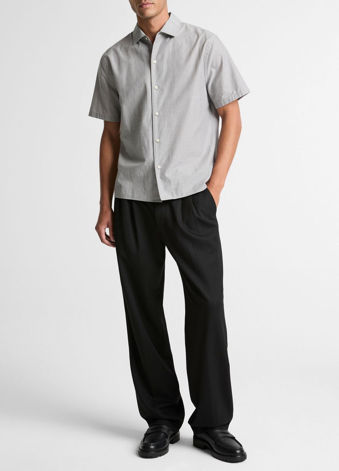 VINCE Best Seller - Cotton Short-Sleeve Button-Front Shirt  in Short Sleeve