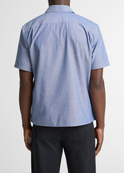 VINCE Signature - Cotton Short-Sleeve Button-Front Shirt  in Short Sleeve