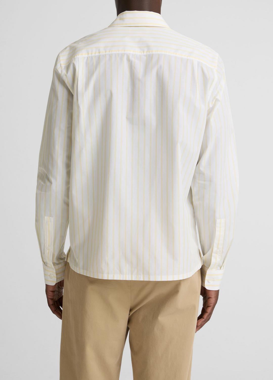 VINCE Sale - Striped Cotton-Blend Poplin Button-Front Shirt in Long Sleeve