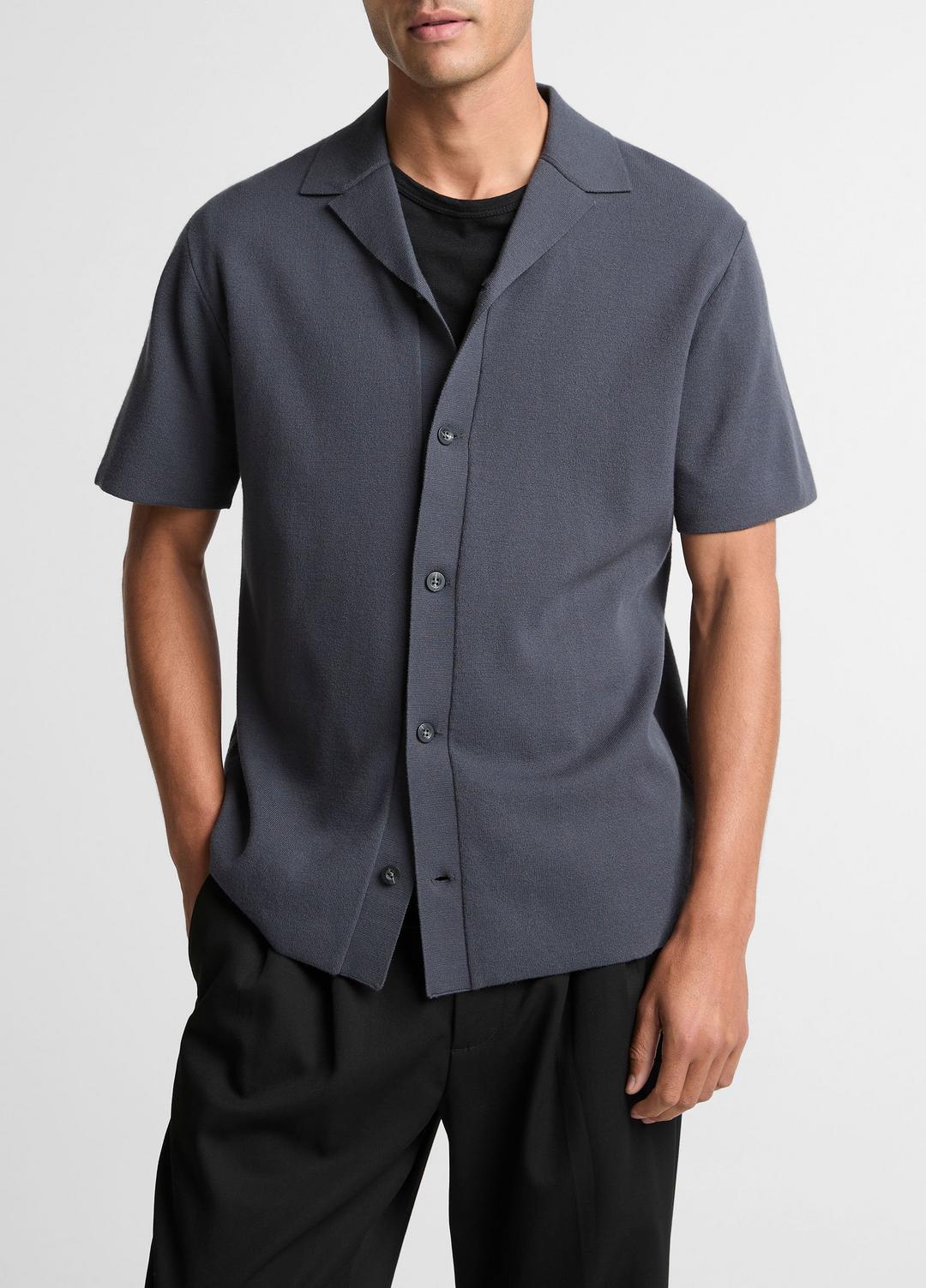 VINCE New - Merino Wool Cabana Shirt  in Short Sleeve