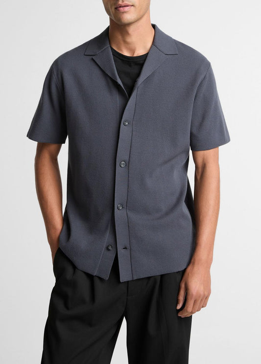 VINCE New - Merino Wool Cabana Shirt  in Short Sleeve