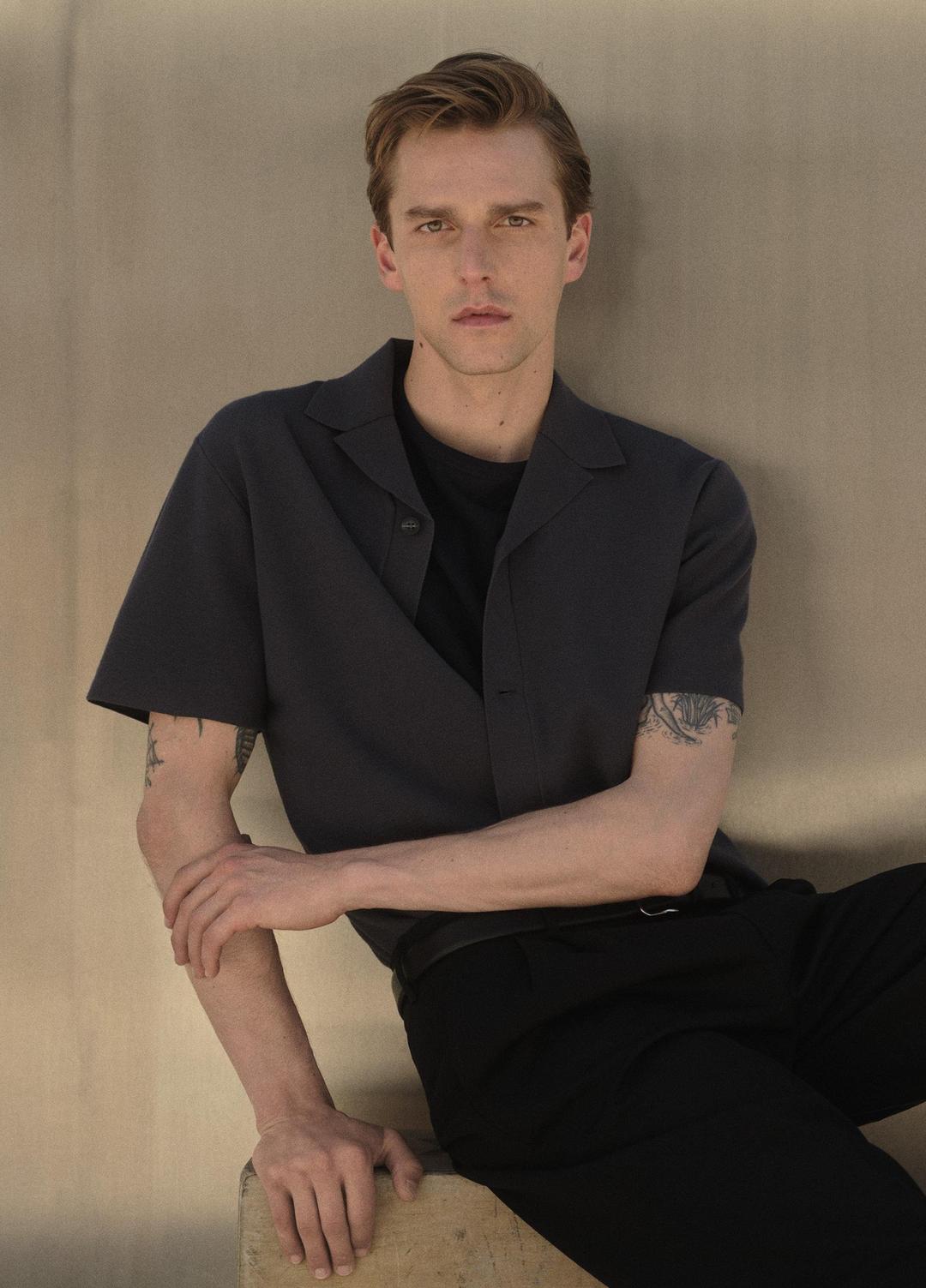 VINCE New - Merino Wool Cabana Shirt  in Short Sleeve