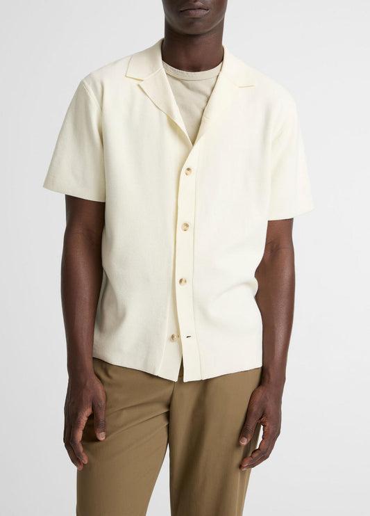 VINCE Exclusive - Merino Wool Cabana Shirt  in Short Sleeve