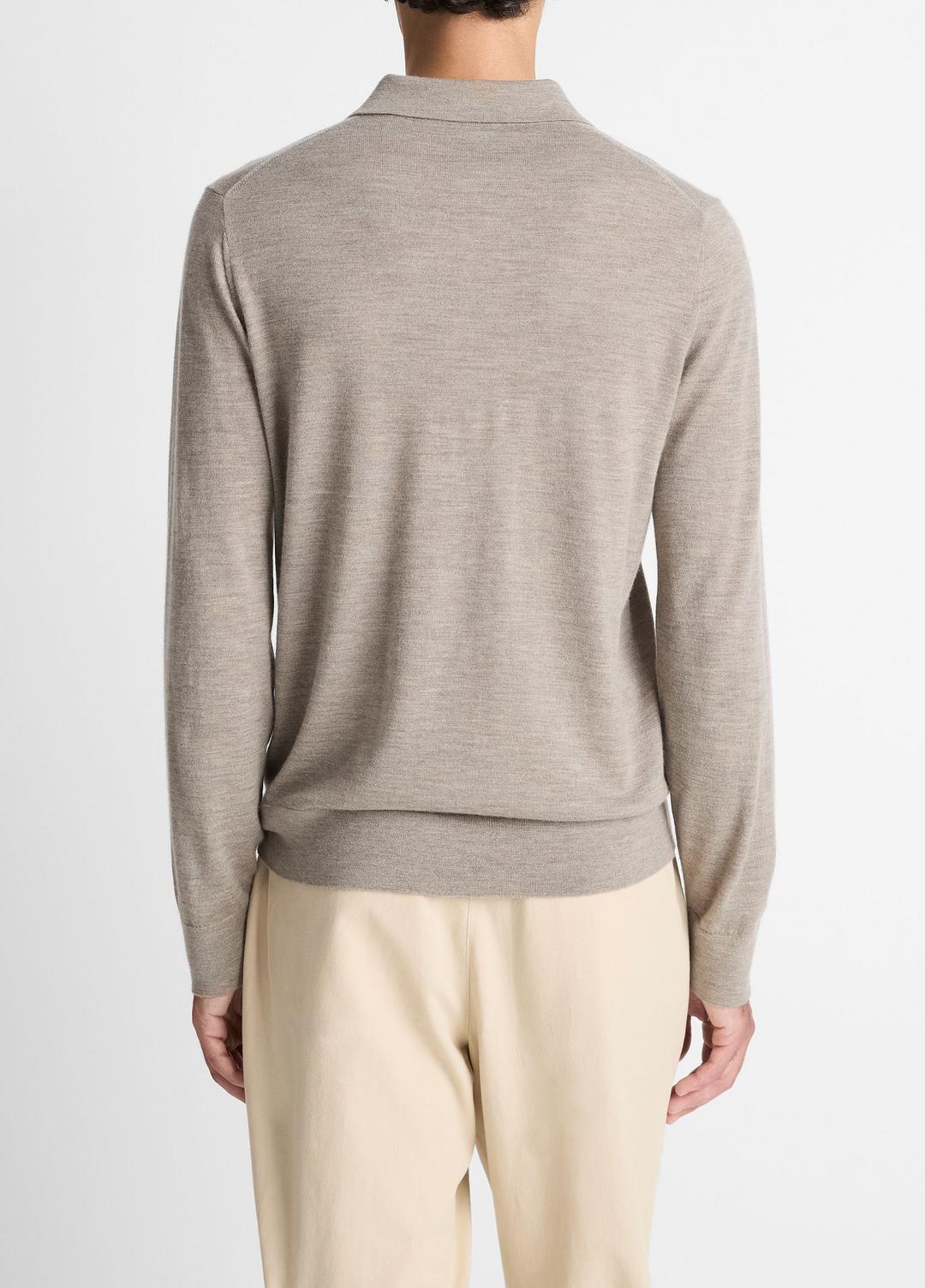 VINCE Recommended - Featherweight Merino Wool-Cashmere Polo Sweater in Long Sleeve