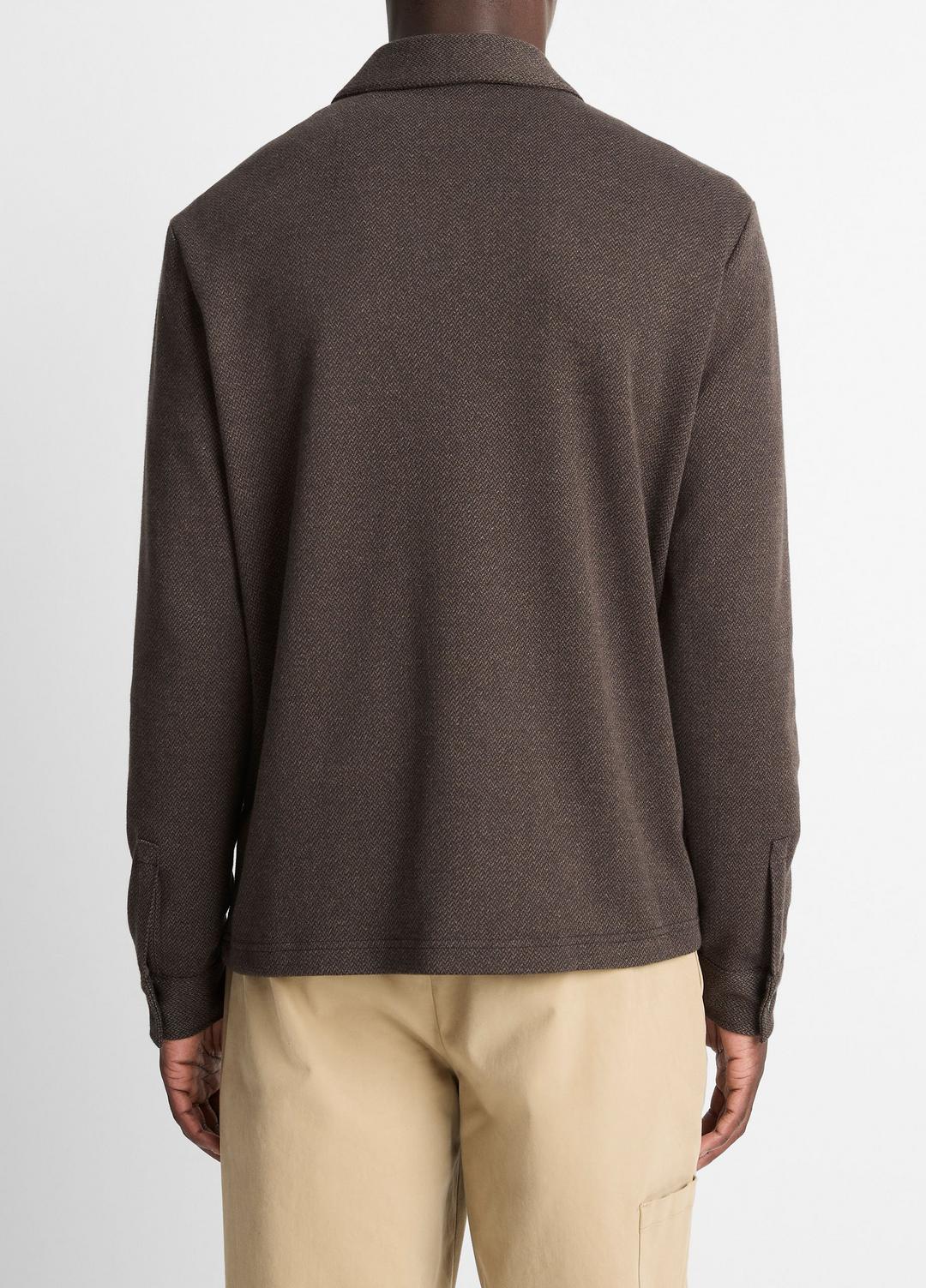 VINCE Value - Herringbone Cotton-Blend Zip Polo Shirt in Henleys & Polos
