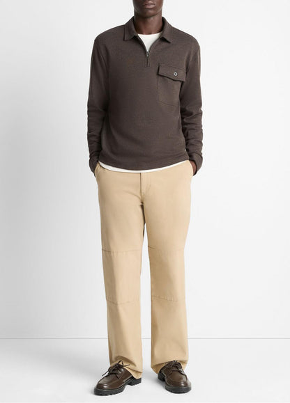 VINCE Value - Herringbone Cotton-Blend Zip Polo Shirt in Henleys & Polos