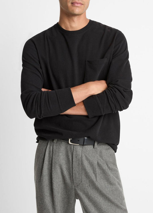 VINCE Discount - Sueded Jersey Long-Sleeve Pocket T-Shirt in Long Sleeve