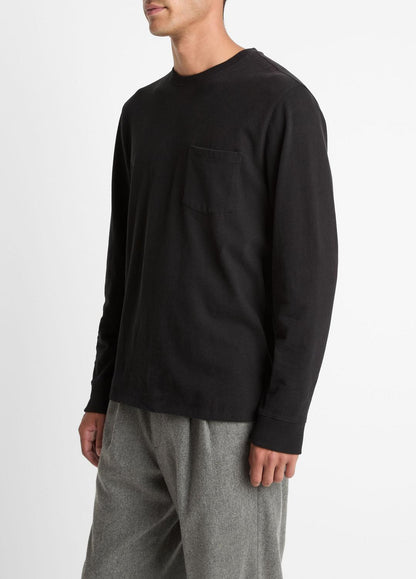 VINCE Discount - Sueded Jersey Long-Sleeve Pocket T-Shirt in Long Sleeve
