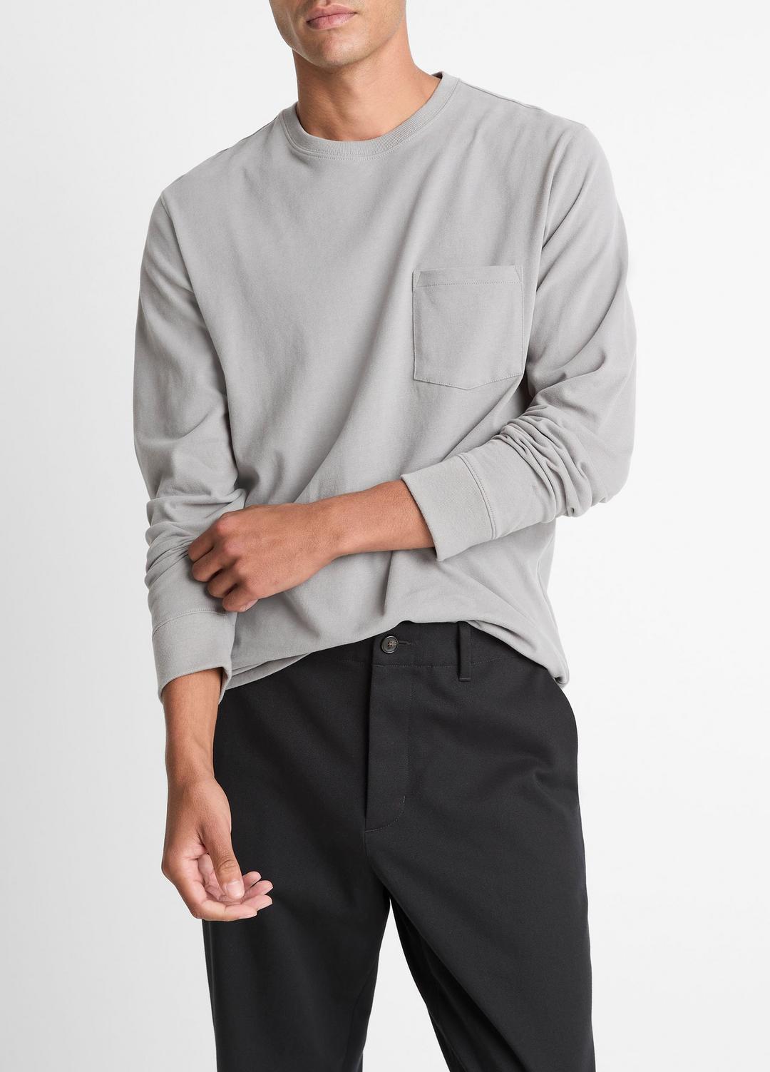 VINCE Hot Sale - Sueded Jersey Long-Sleeve Pocket T-Shirt in Long Sleeve