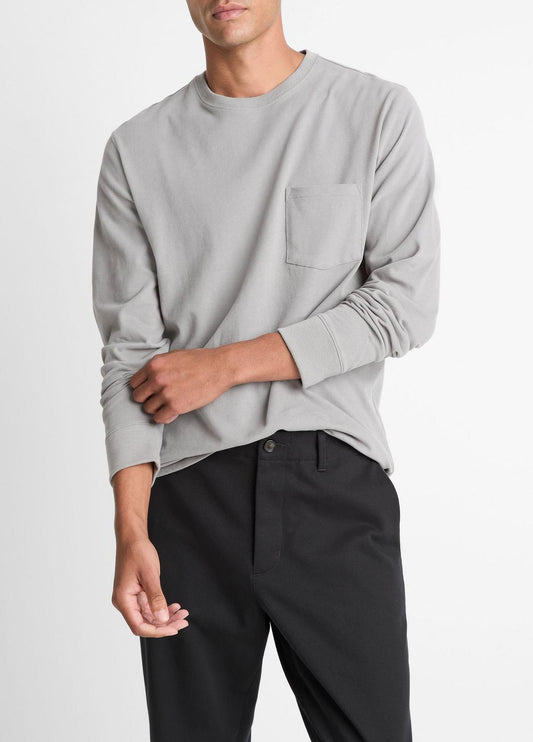 VINCE Hot Sale - Sueded Jersey Long-Sleeve Pocket T-Shirt in Long Sleeve