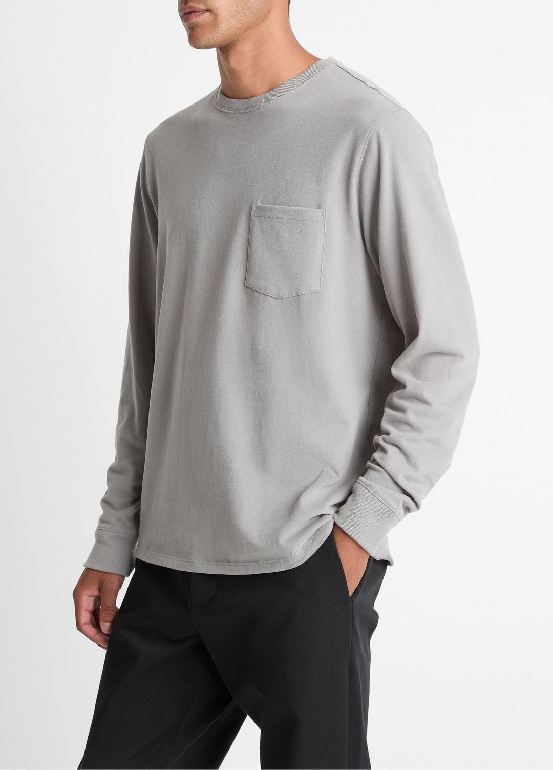 VINCE Hot Sale - Sueded Jersey Long-Sleeve Pocket T-Shirt in Long Sleeve
