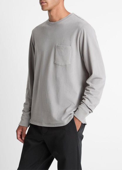 VINCE Hot Sale - Sueded Jersey Long-Sleeve Pocket T-Shirt in Long Sleeve