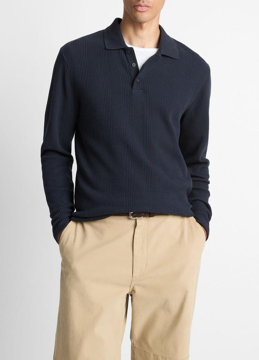 VINCE Quality - Variegated Cotton Polo Shirt in Henleys & Polos