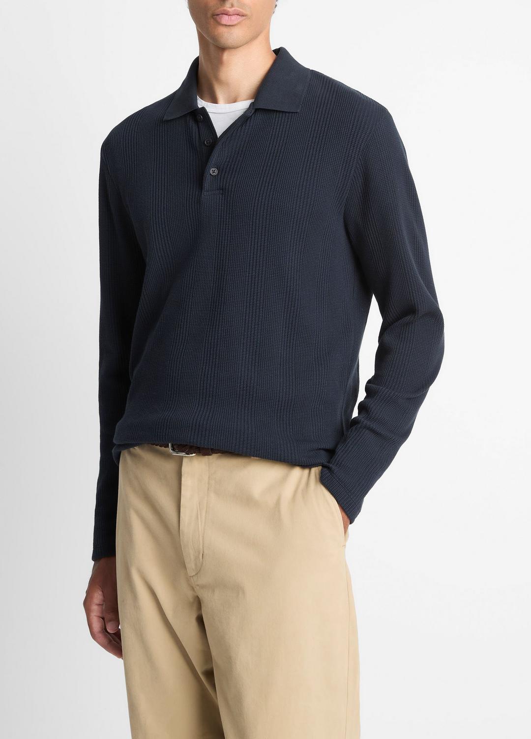 VINCE Quality - Variegated Cotton Polo Shirt in Henleys & Polos