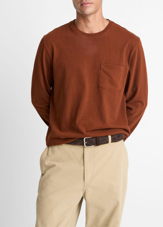VINCE Best Price - Sueded Jersey Long-Sleeve Pocket T-Shirt in Long Sleeve
