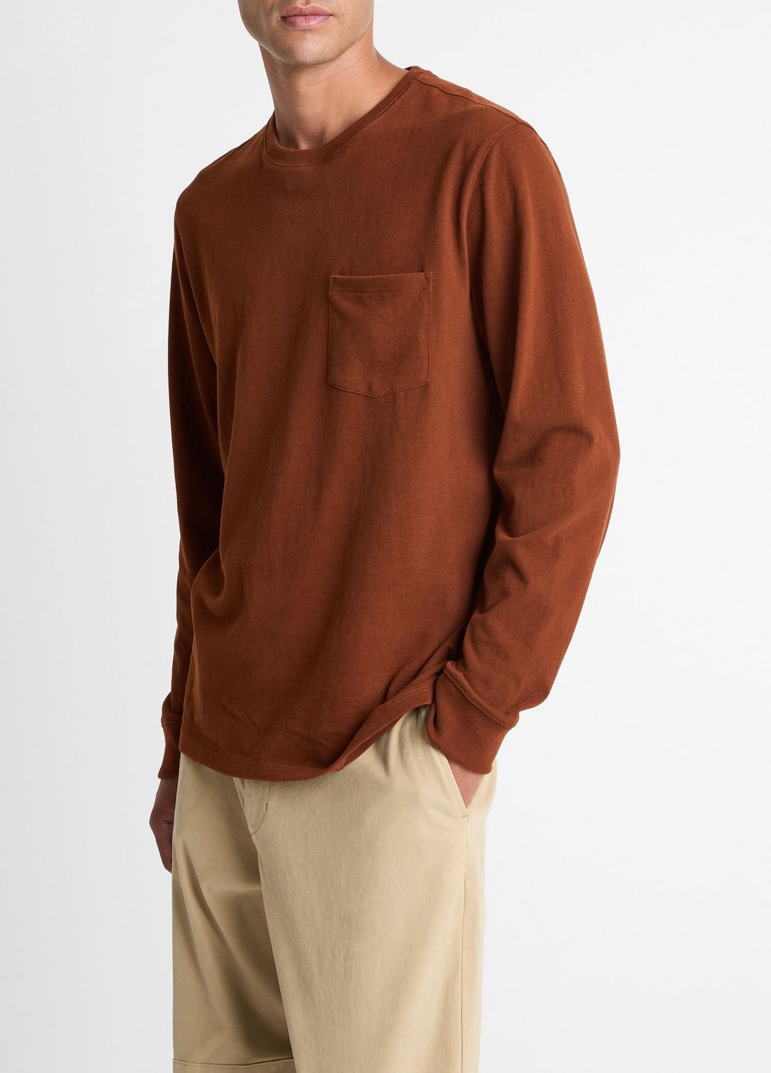VINCE Best Price - Sueded Jersey Long-Sleeve Pocket T-Shirt in Long Sleeve