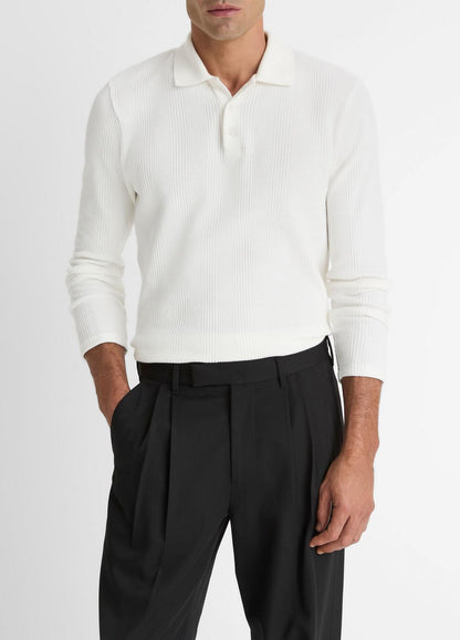 VINCE Classic - Variegated Cotton Polo Shirt in Henleys & Polos