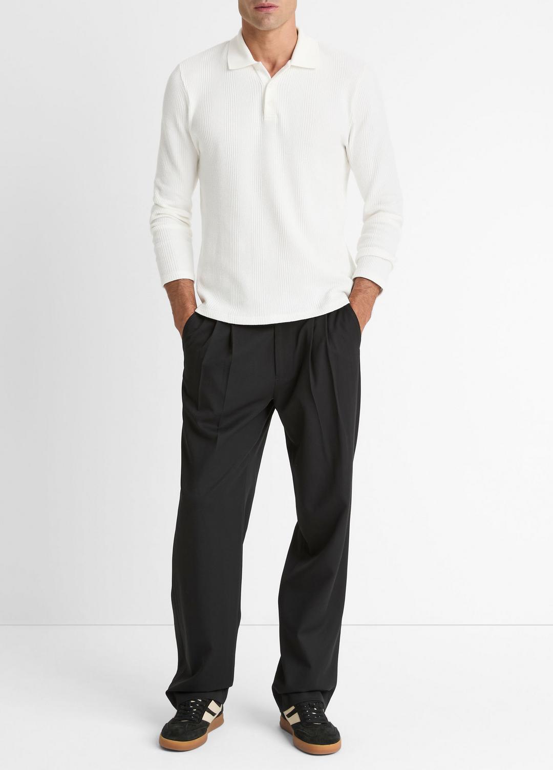 VINCE Classic - Variegated Cotton Polo Shirt in Henleys & Polos
