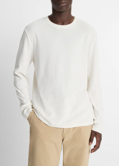 VINCE Best Seller - Micro-Waffle Pima Cotton Double-Collar Long-Sleeve T-Shirt in Long Sleeve