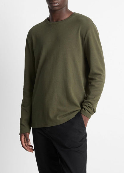 VINCE Value - Micro-Waffle Pima Cotton Double-Collar Long-Sleeve T-Shirt in Long Sleeve