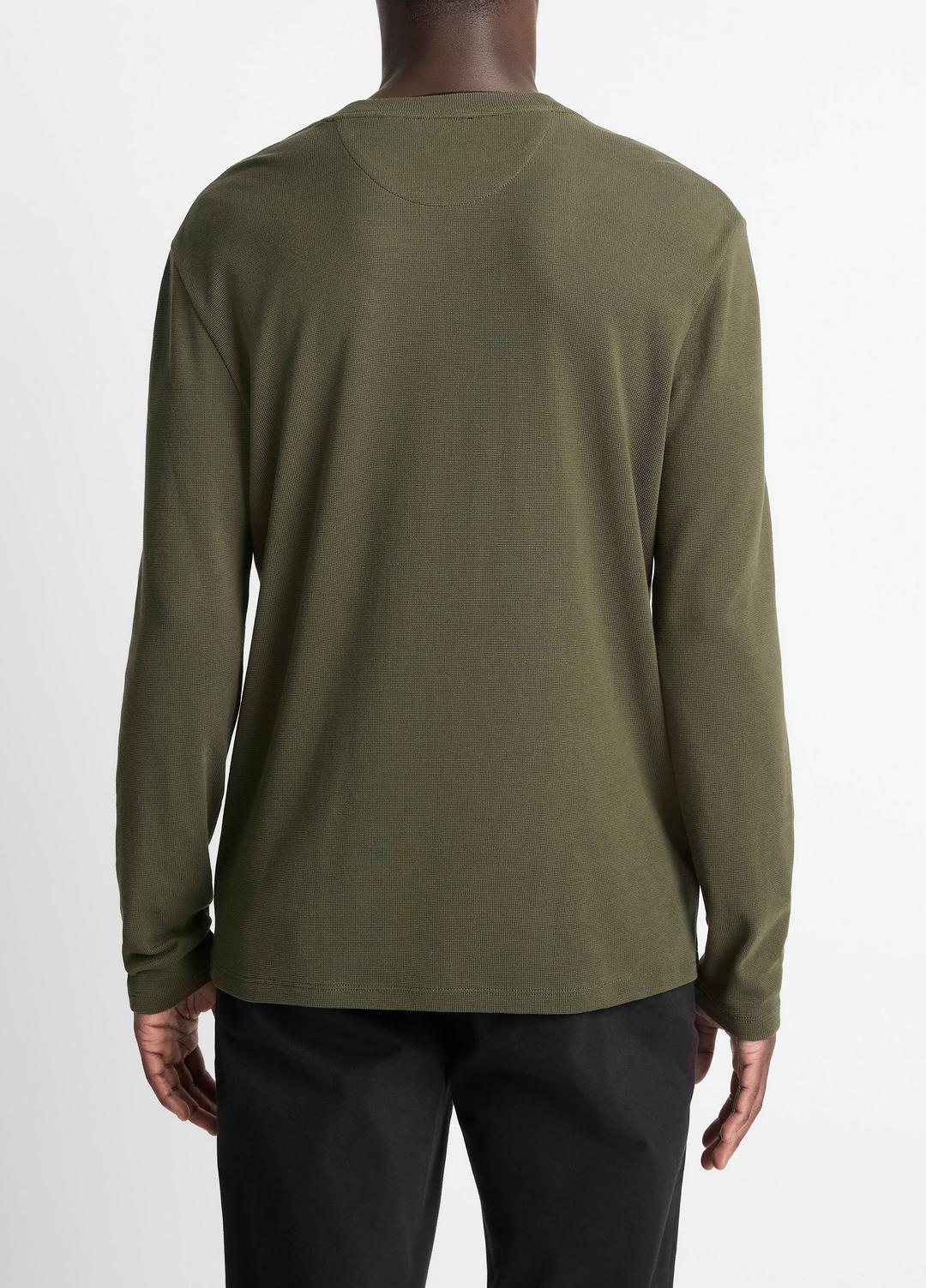 VINCE Value - Micro-Waffle Pima Cotton Double-Collar Long-Sleeve T-Shirt in Long Sleeve