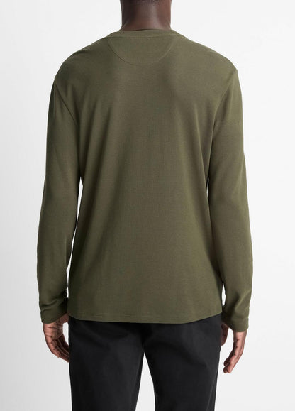 VINCE Value - Micro-Waffle Pima Cotton Double-Collar Long-Sleeve T-Shirt in Long Sleeve